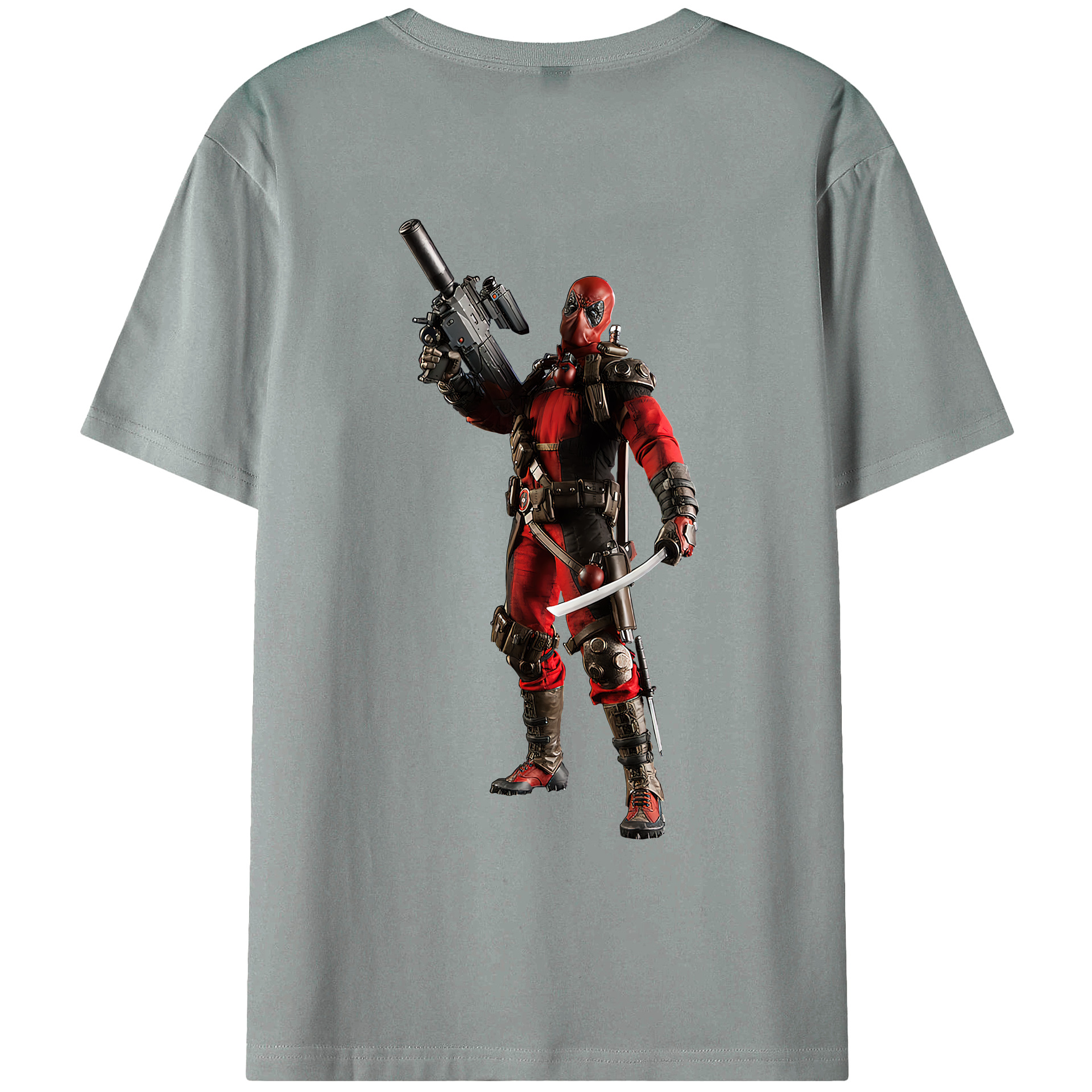 （画像用） Deadpool デッドプール 綿100％ メンズ半袖Tシャツ（バックプリント） 通気性